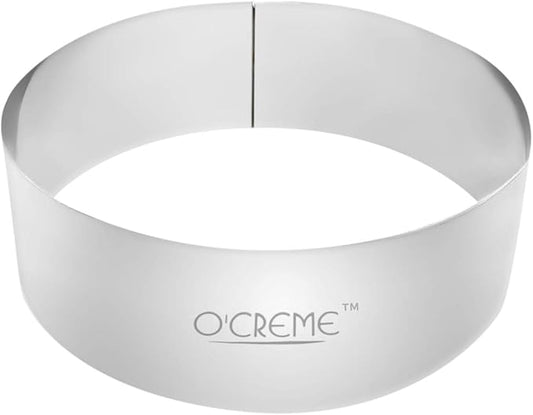 O'CREME Cake Ring Sturdy Stainless Steel Round Mousse Cake Ring Mold for Baking, Dessert Cake Decorating Pastry Rings 6 Inch Diameter x 2 Inch High