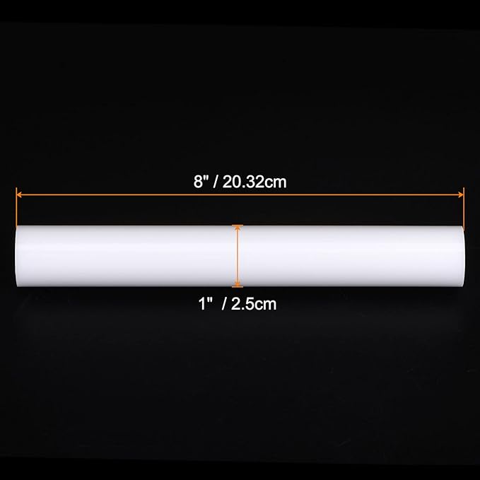 HARFINGTON Acrylic Clay Roller 8 Inch x 1 Inch Solid Non-Stick Plastic Round Tube Roller Polymer Clay Rod Fondant Rolling Pin for Shaping, Sculpting, Modeling DIY Crafts, White