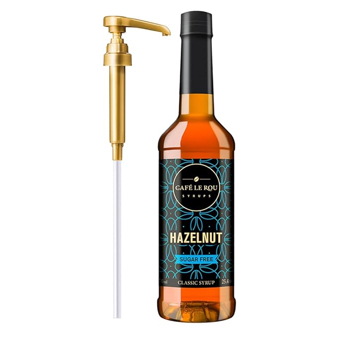 "NEW" Café Le Rou Coffee Syrup Sugar Free Hazelnut, 25.4oz (Pack of 1)*Includes 1 Coffee Syrup Pumps*Cafe Coffee Flavoring Syrup for Coffee, Tea, and Espresso
