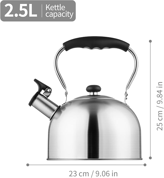 Tea Kettle – 2.64 Quart Stovetop Teapot, Stainless Steel Water Kettle for Camping & Kitchen, Foldable Handle, Gooseneck Spout – Perfect for Coffee & Tea