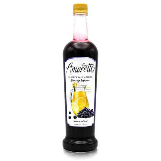 Amoretti - Blueberry Lemonade Beverage Infusion Drink Mix & Water Enhancer with Pump for Flavoring Cocktails, Waters, Teas, and other Beverages, 94 Servings Per Bottle (750 ml), Preservative Free