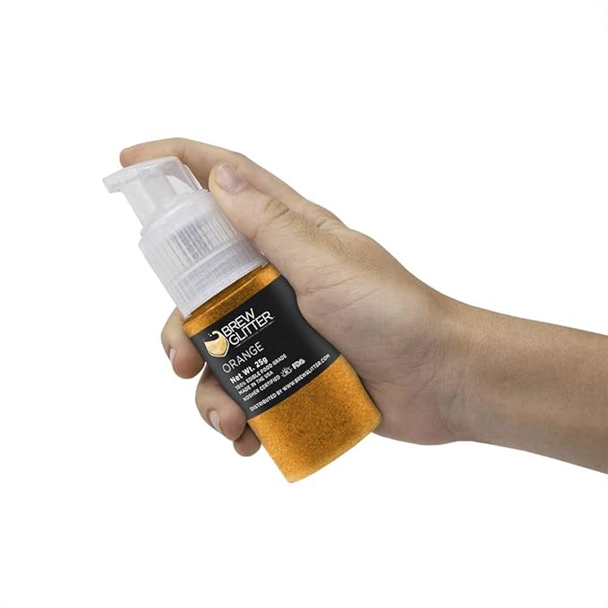Orange BREW GLITTER Edible Glitter For Drinks, Cocktails, Beer, Garnish Glitter & Beverages | KOSHER & HALAL Certified | 100% Edible & Food Grade | Vegan, Gluten, Nut Free (25g Spray Pump, Orange)