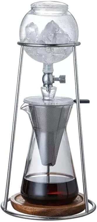 Nispira Iced Coffee Cold Brew Drip Coffee Maker Stainless Steal, 400mL, Borosilicate Glass