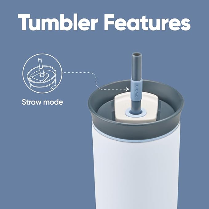 Owala Stainless Steel Triple Layer Insulated Travel Tumbler with Spill Resistant Lid and Straw, BPA Free, 24 oz, Grey/Blue (The Great Blue) (Pack of 12)