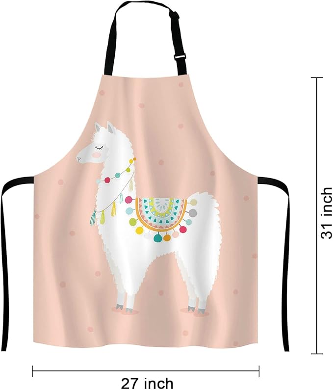 Cute llama Apron for Women and Men, Adjustable Kitchen Chef Apron for Cooking Baking - Cute Birthday, Anniversary, Mother's Day Apron Presents for Mom Wife Girlfriend Aunt Grandma
