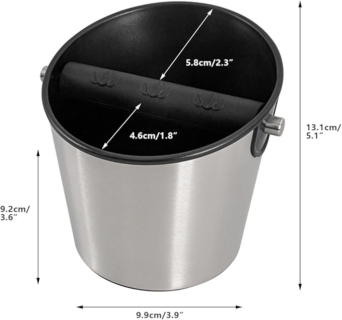 CAFEMASY Espresso Knock Box Barista-Tools - Mini Size Stainless Steel Coffee Puck Disposal Knock Box Espresso Machine Accessories Knock Out Box Container Dump Bin