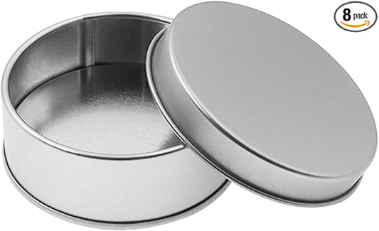 Metal Empty Boxes, Tin Boxes with Lid,Small Silver Tin Boxes,Stackable Organizer Containers,8PCS Storage Tin for Home Outdoor Active Storage Containers