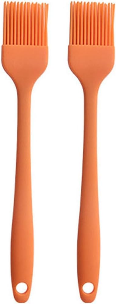 Silicone brush, Oil Brush for BBQ Kitchen Cooking Baking and Grilling (2 PCS,orange)