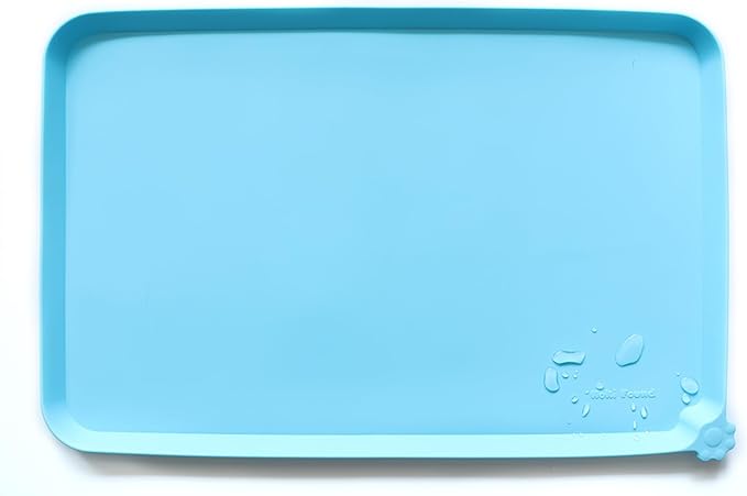 Hoki Found L Silicone Pet Food Mats - Non Slip Dog Cat Bowl Placemats - Waterproof Dog Cat Food Mats for Carpet - Arctic