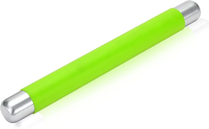 Rolling Pin Dough Roller for Baking with Thickened Non Stick Silicone Metal Handle Rolling Pin Stainless steel Fondant Roller Pin Cookie Pastry Kitchen Accessories 13.8 X 1.5 Inches