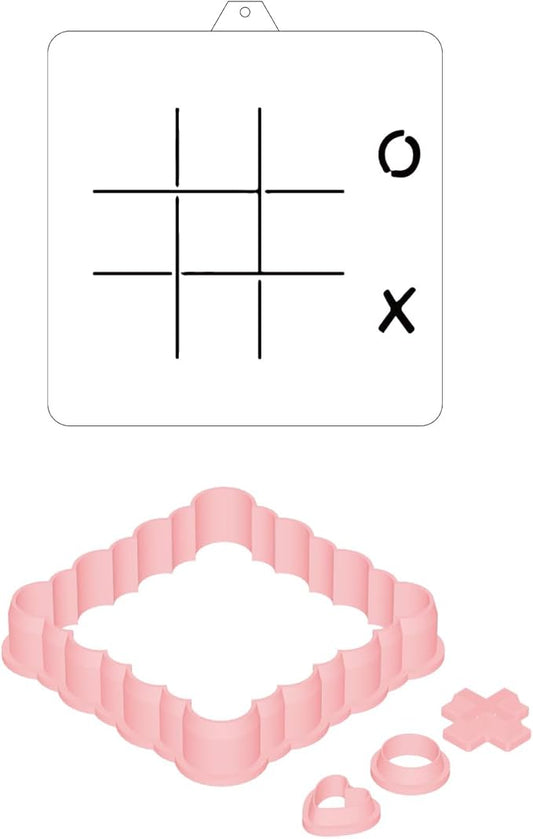Cookie cutter and stencil set Baking stencils and cutters bundle DIY bakery decorating kit Cookie cutter with stencils Icing stencil and cookie cutter combo (Tic-tac-toe)