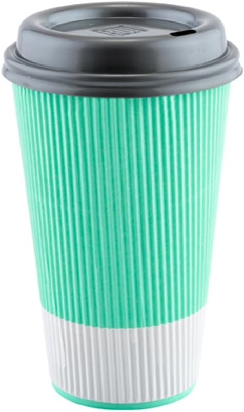Restaurantware 16 Ounce Double Wall Disposable Coffee Cups, 500 Insulated Light Green Paper Tumblers with Ripple Wall Design, Lids Sold Separately for Hot Drinks like Tea, Hot Chocolate and More