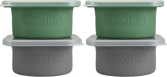 Stackable Silicone Artisan Pizza Dough Proofing Proving Containers with Air-tight Lids-4pack-500ml Volume for 250g Dough Ball (2green+2Space Grey)