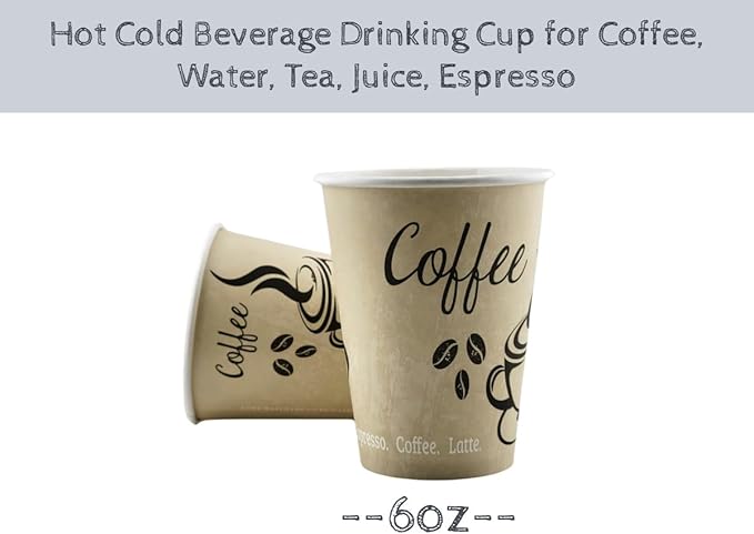 Smygoods Disposable Coffee Cups, To Go Paper Hot Cups, Classic Design (6 OZ, 100 Count) For Hot Beverages, Coffee, Tea, Espresso, Cocoa - Vasos Para Cafe