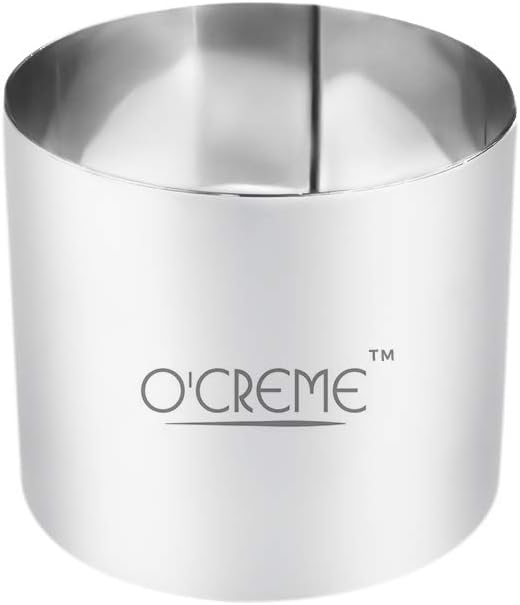 O'Creme Cake Ring Sturdy Stainless Steel Round Mousse Cake Ring Mold for Baking, Dessert Cake Decorating Pastry Rings 3 Inch Diameter x 3 Inch High