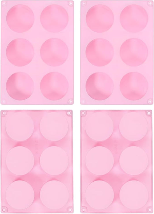 uxcell 4pcs Silicone Muffins Pan, 6 Cup Silicone Cupcake Pan Nonstick Baking Tray for Muffins, Cupcakes, Dishwasher Safe, Pink