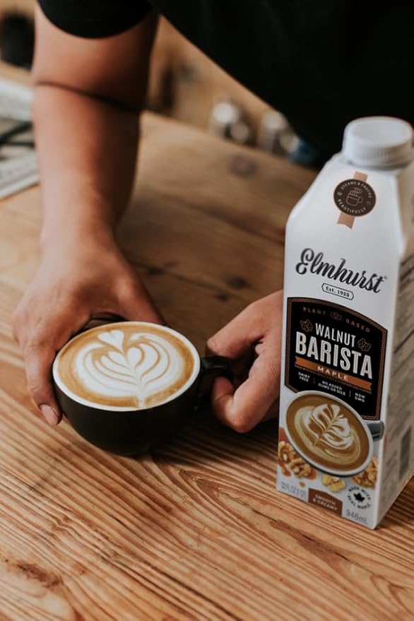 Elmhurst 1925 Maple Walnut Milk Barista Edition – 32 Ounce (Pack of 6) Plant-Based, Extra Creamy, Vegan, Dairy-Free, Non-GMO, Kosher, Sweetened with Real Maple Syrup for Flavorful Lattes & Iced Drinks