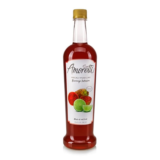 Amoretti - Prickly Pear Key Lime Beverage Infusion Drink Mix & Water Enhancer with Pump for Flavoring Cocktails, Waters, Teas, and other Beverages, 94 Servings Per Bottle (750 ml), Preservative Free