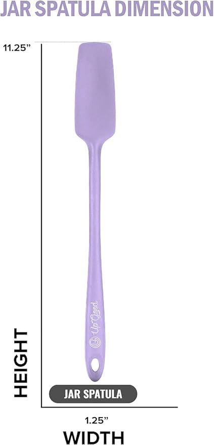 Silicone Jar Spatula | 600F Heat Resistant Non-Stick Rubber Scraper | Perfect for Jars, Smoothies, Blenders | One Piece Utensils | Durable Kitchen Cookware (UpGood Professional Spatulas, Purple)