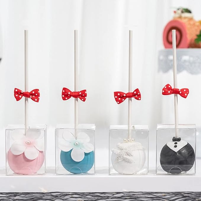 RomanticBaking 150 Pack 1 3/4" x1 3/4"x2"Clear Cake Pop Boxes with Holes - Chocolate Truffle & Gift Boxes for Parties, Weddings & Birthdays