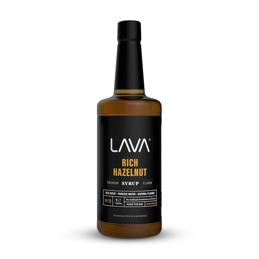 LAVA Premium Hazelnut Syrup, Natural Hazelnut Coffee Sweetener, 33.8oz (1-Liter), Made with 100% Sugar, No Artificial Sweeteners, Flavors, or Colors. (1-Pack)