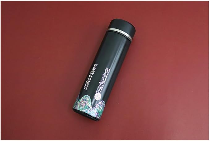 Mother of Pearl Design Stainless Steel Water Bottle with Tea Infuser Strainer 17 oz Leakproof Screw Cap Wide Mouth Double Wall Vacuum Insulated Travel Sport Water Flask Thermo Mug (Hangeul Black)