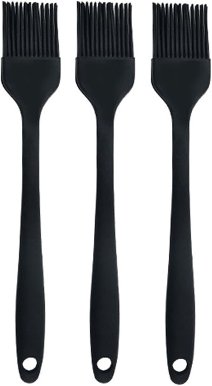 Silicone brush, Oil Brush for BBQ Kitchen Cooking Baking and Grilling(3 PCS,Black)
