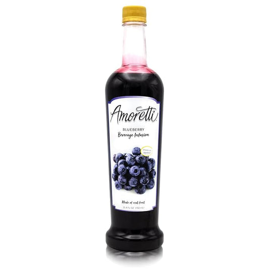 Amoretti - Blueberry Beverage Infusion Drink Mix & Water Enhancer with Pump for Flavoring Cocktails, Waters, Teas, and other Beverages, 94 Servings Per Bottle (750 ml), Preservative Free