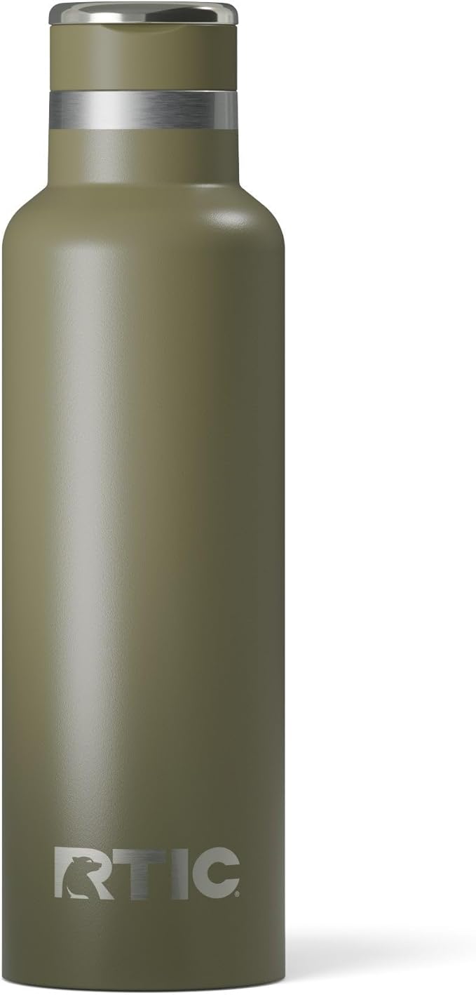 RTIC 20oz Journey Bottle Metal Stainless Steel Vacuum Insulated, BPA Free, Reusable, for Water, Hot and Cold Drinks, Travel, Sports, Camping, Olive