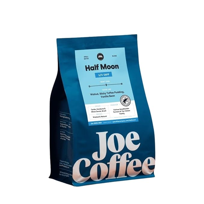 Half Moon Half Caff - Roasted by Joe Coffee Company - Whole Bean Coffee - 12 Ounce Bag
