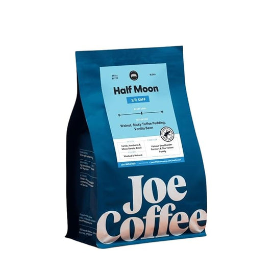 Half Moon Half Caff - Roasted by Joe Coffee Company - Whole Bean Coffee - 12 Ounce Bag