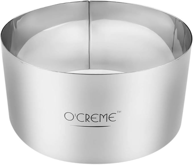 O'Creme Cake Ring Sturdy Stainless Steel Round Mousse Cake Ring Mold for Baking, Dessert Cake Decorating Pastry Rings 6 Inch Diameter x 3 Inch High