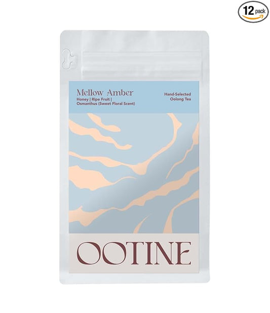 OOTINE, Mellow Amber Taiwan Oolong (12 Pyramid Sachets) | Honey and Dried Fruit Notes, Close to Black Tea & Japanese Wakoucha | Hand-Picked Quality Whole Leaves in Plant-Based Sachets | Caffeine Alternative for Gentle Focus, Supports Gut Health | Multi...