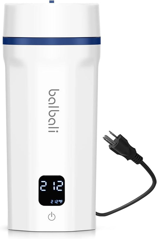 balbali 18.6oz Portable Kettle for Travel 100-250V Dual Voltage for International/Global/Europe - 6 Preset Travel Electric Kettle Hot Water Boiler/Heater/Warmer/Tea Maker - White