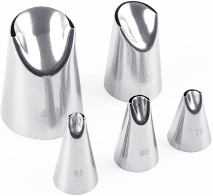 5 piece Stainless Steel Rose Flower Piping Tips Piping Nozzles Cake Decorating Supplies Cookies Cupcake Icing Decorating Supplies Decorating Kits Frosting Icing Tips Baking Set Tools #3
