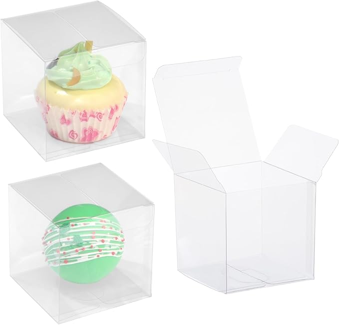 50 Pack 3x3x3 Inch Clear Hot Chocolate Bomb Boxes - Christmas & Birthday Gift Boxes
