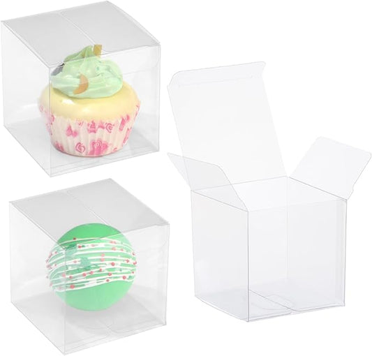 50 Pack 3x3x3 Inch Clear Hot Chocolate Bomb Boxes - Christmas & Birthday Gift Boxes