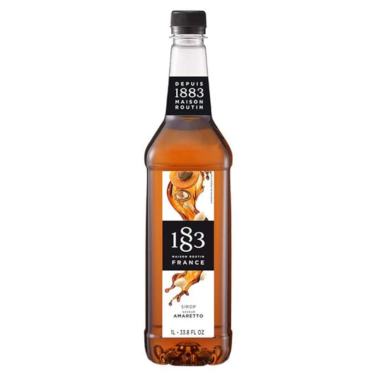 1883 Amaretto Syrup for Drinks, Made in France, 1 Liter Plastic Bottle
