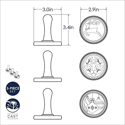 Nordic Ware 01236 Yuletide Cast Cookie Stamps, 3-inch rounds, Silver
