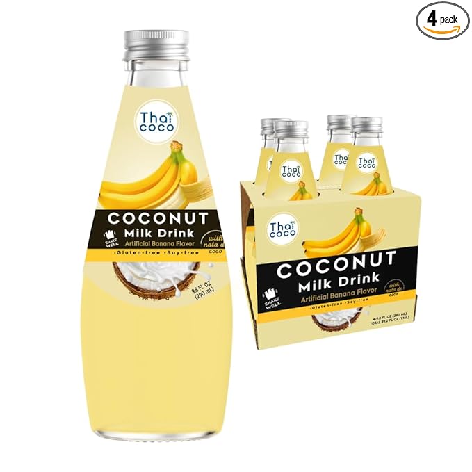 Thai Coco - Banana Coconut Milk Drink with Nata De Coco - 9.8 fl. oz. 4 Pk