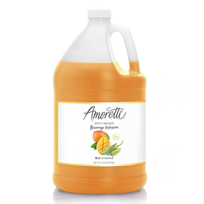 Amoretti - Spicy Mango Beverage Infusion - Drink Mix & Water Enhancer with Pump for Flavoring Cocktails, Waters, Teas, and other Beverages, Preservative Free
