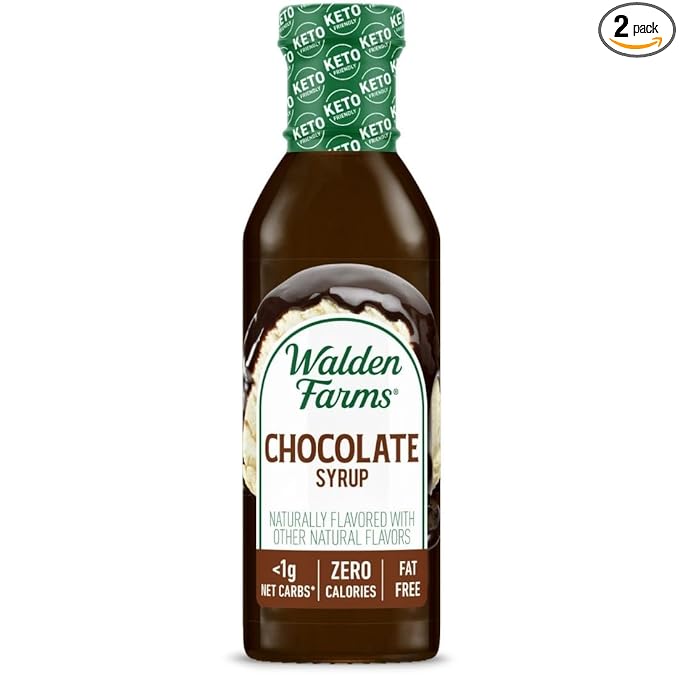 Walden Farms Chocolate Syrup – Perfect for Coffee, Desserts, Ice Cream – Zero Calorie, Sugar-Free, Low Carb, Keto-Friendly, Gluten-Free, Vegan – 2-Pack, 12 oz Bottles