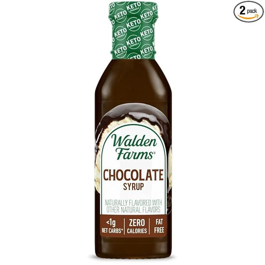 Walden Farms Chocolate Syrup – Perfect for Coffee, Desserts, Ice Cream – Zero Calorie, Sugar-Free, Low Carb, Keto-Friendly, Gluten-Free, Vegan – 2-Pack, 12 oz Bottles
