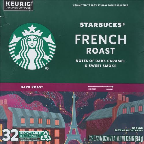 Starbucks Dark Roast K-Cup Coffee Pods — French Roast for Keurig Brewers — 1 box (32 pods) (Pack of 2)