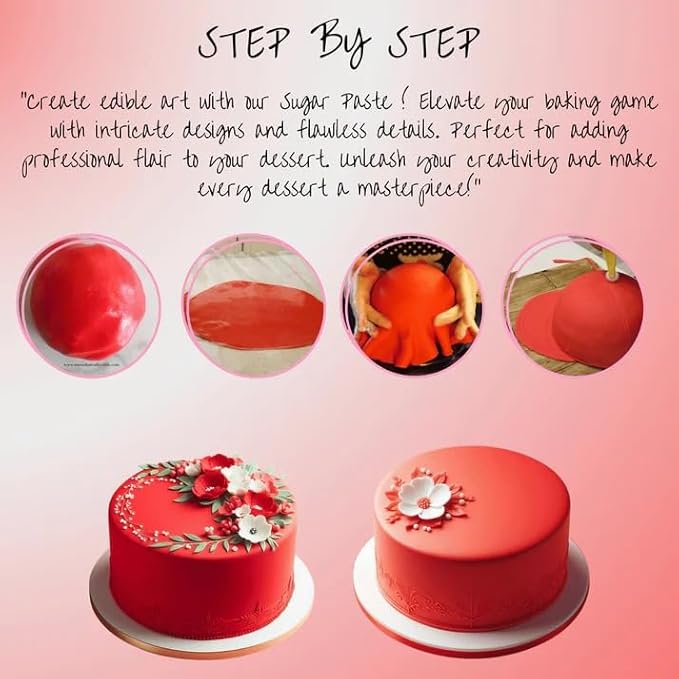Confect Red Fondant | Vibrant Edible Cake Fondant for Christmas & Special Occasions | Easy to Roll, Smooth Texture | Ideal for Cake Decorating & Cupcakes | Vegan & Gluten-Free – 8.8 Oz