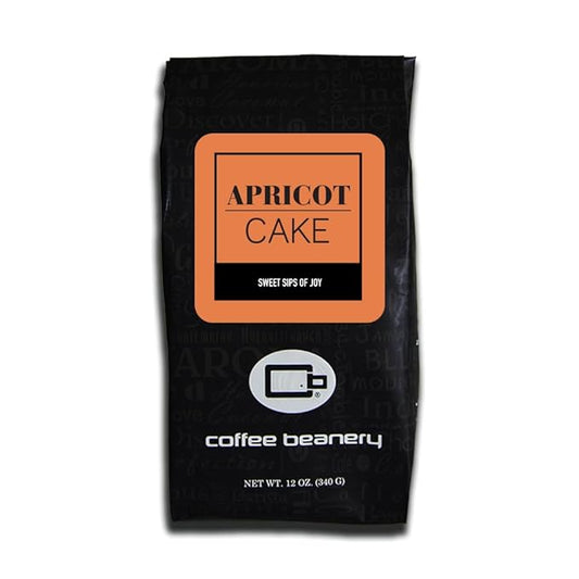 Apricot Cake Coffee by Coffee Beanery | 12oz Flavored Coffee Ground Medium Roast Coffee| 100% Specialty Arabica Coffee Ground | Gourmet Coffee | Flavored Ground Coffee Medium Roast