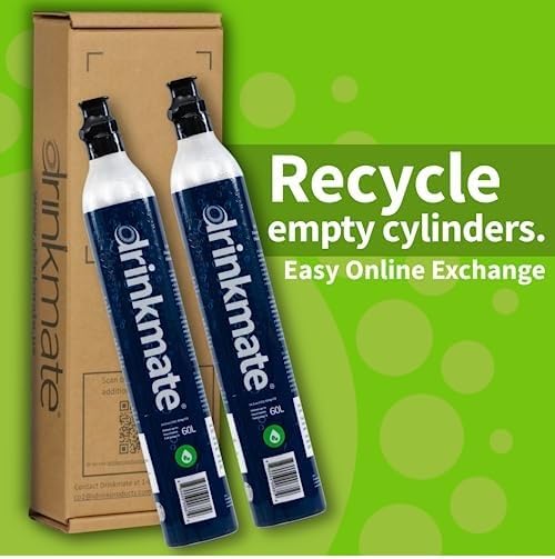 Drinkmate Threaded 60L CO2 Exchange Carbonation Cylinders with Refill Exchange Box, Compatible w/SodaStream (Screw-In), Aarke, Ninja Thirsti, 14.5 Oz, Cartridge Gas Canister Refill (Set of 3)