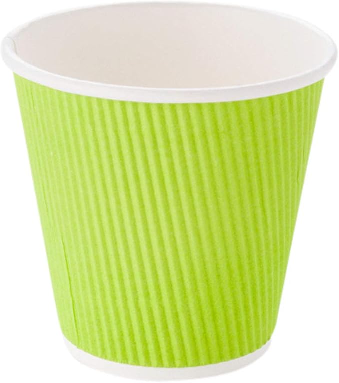 Restaurantware 8 Ounce Double Wall Disposable Coffee Cups, 25 Insulated Light Green Paper Cups with Ripple Wall Design, Lids Sold Separately, For Hot Beverages Like Tea, Hot Chocolate, & More