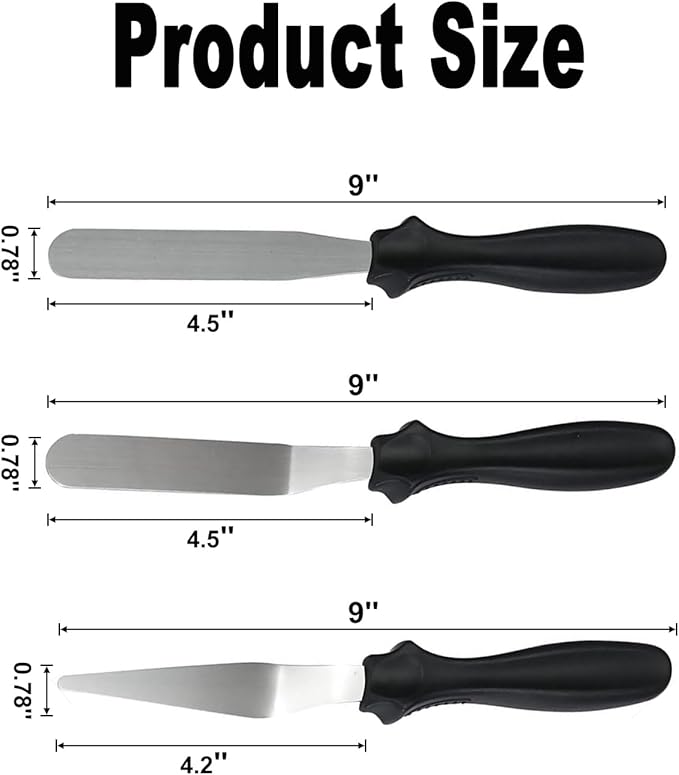 3pcs Small Icing Spatula,Lmoszuak Professional food grade stainless steel cake spatula,with Sturdy & Durable Handle Cake Spatula,Frosting smoother spatulas for cake decorating,Baking(4 inch)