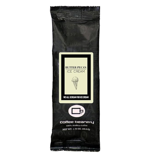 Coffee Beanery Butter Pecan Ice Cream Flavored Coffee, 1-1.75oz Try Me Size Coffee Sampler, Light-Medium Roast